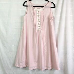 Vintage Pastel Pink Flower Embroidered Nightgown Med